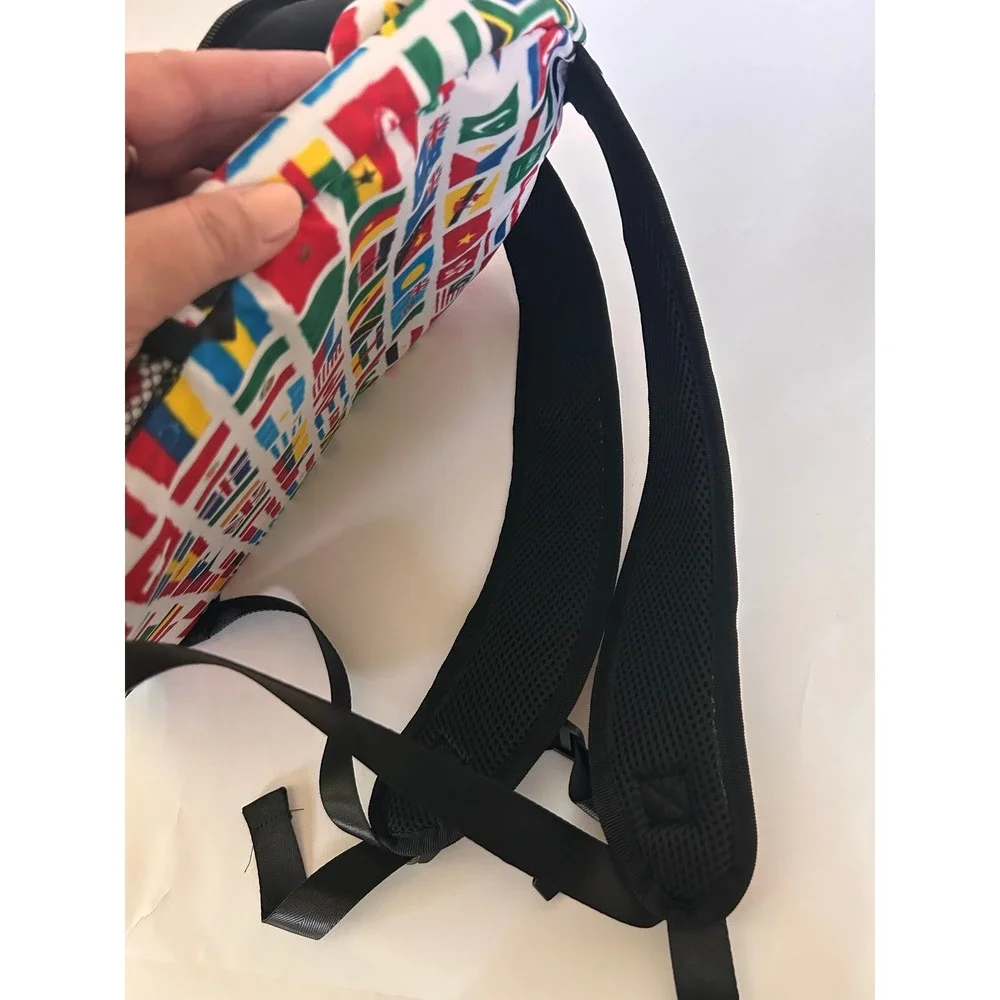 NWT World Flags Backpack Back to School International College Zipper Side Mesh